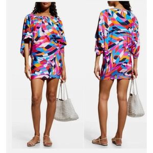 Trina Turk Rio Tunic Cover Up Women XL Multi Color Abstract Resort